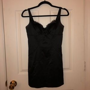BCBG Satan dress with lace trim